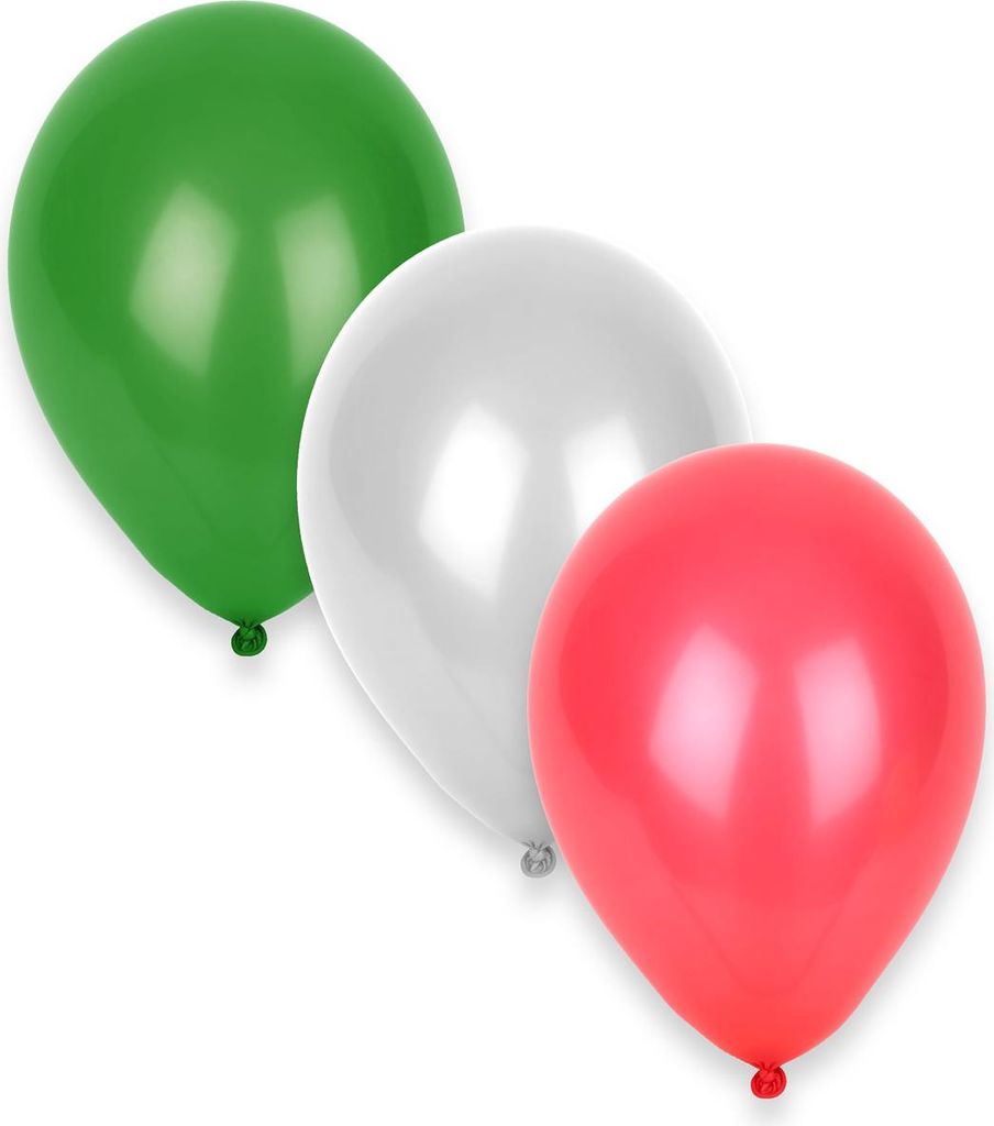 Set Luftballons Weiß Grün und Rot - Einheitsgröße Produktbild 