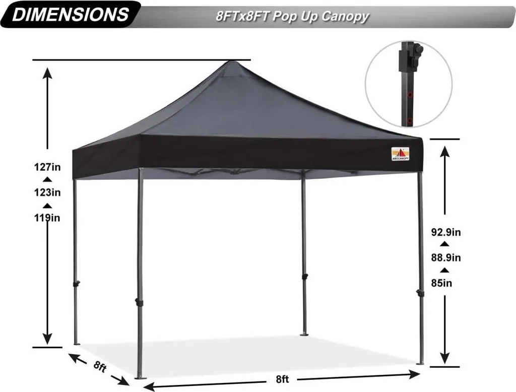 ABCCANOPY Pavillon Pop-up 3x3m en Polyester 600D Tente de Réception - 4