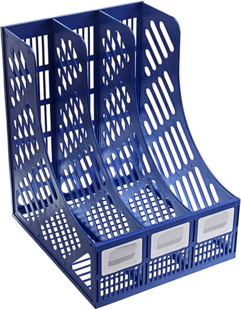 3 Section Magazine Datei Stand Holder Home Office Dokument Speicherschalter Organizer-Blau