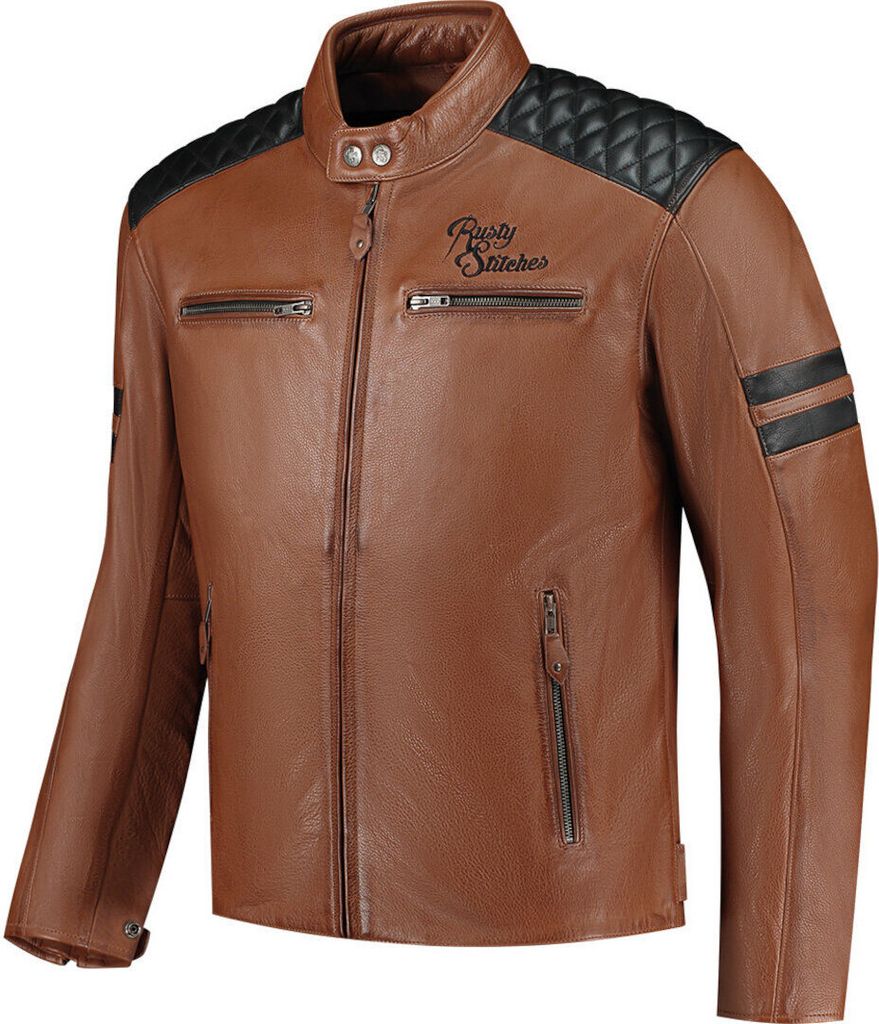 Rusty Stitches Jari V2 Motorrad Lederjacke, braun/schwarz, 2XL