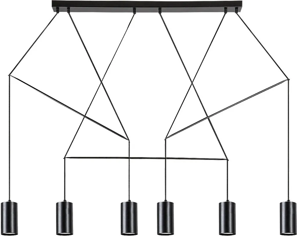 Lustre Cuisine et Salon Aslaug Noir Mat - Suspension 6 Spots GU10