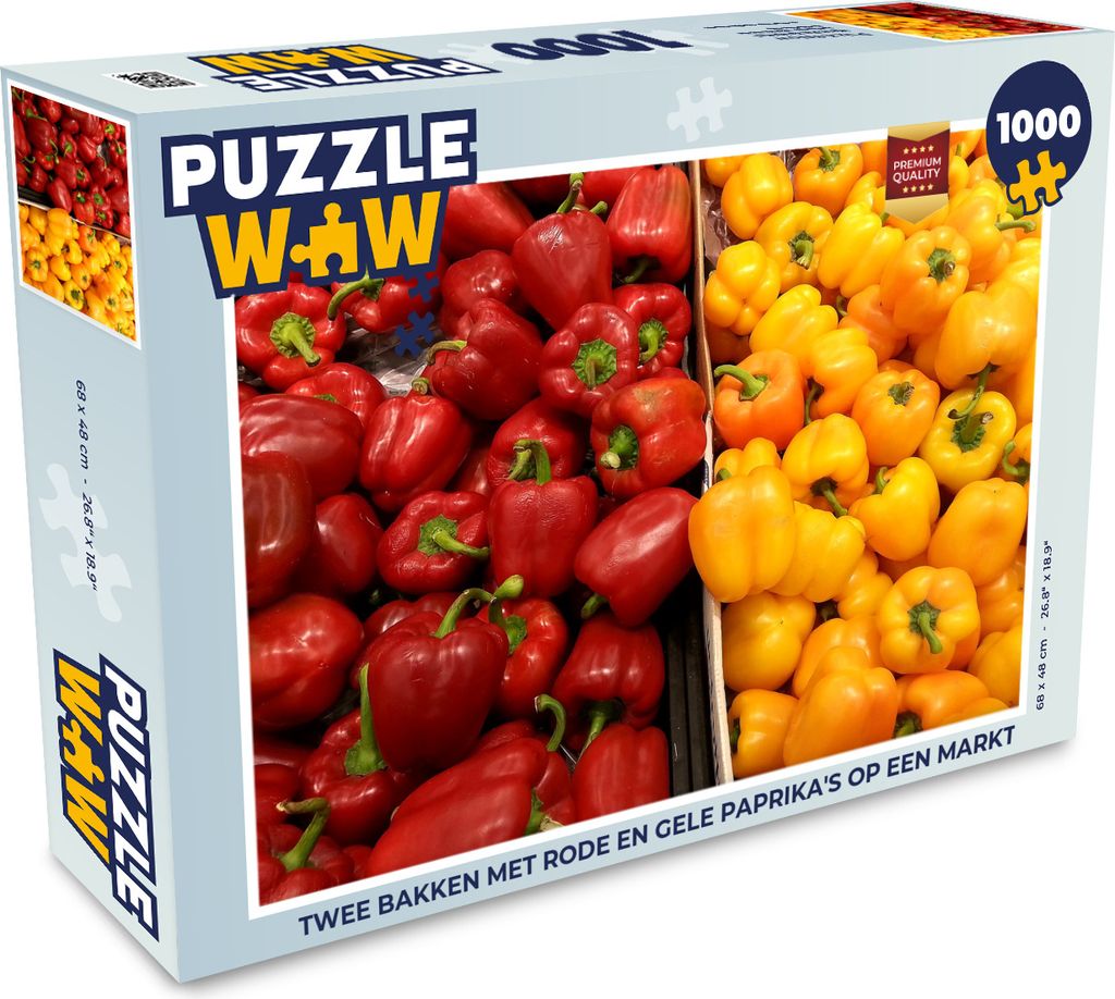 MuchoWow Puzzle 1000 Teile Zwei Tabletts mit roten und gelben Paprika auf dem Markt - Erwachsene - Rätsel
