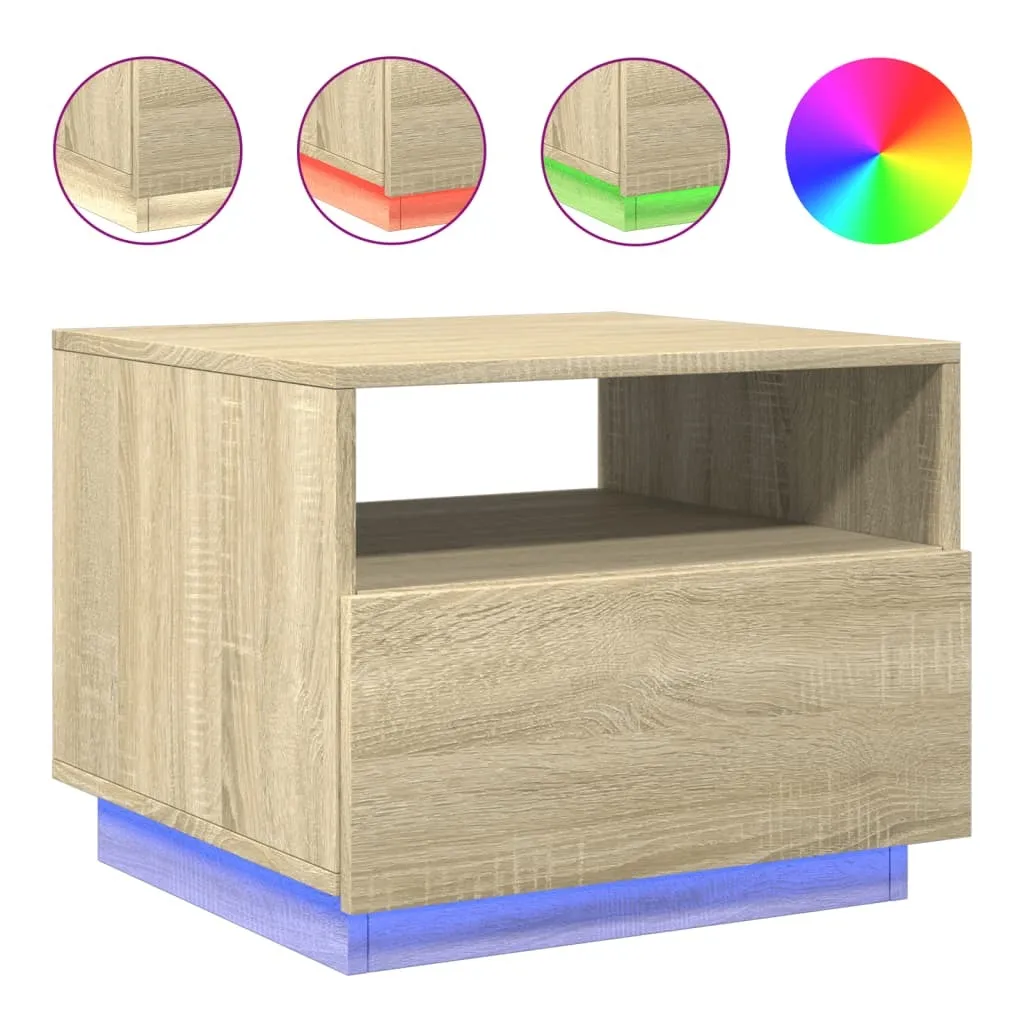 Tavolino da Caffè con LED SYFAX Rovere Sonoma - Design 50x49x40 cm