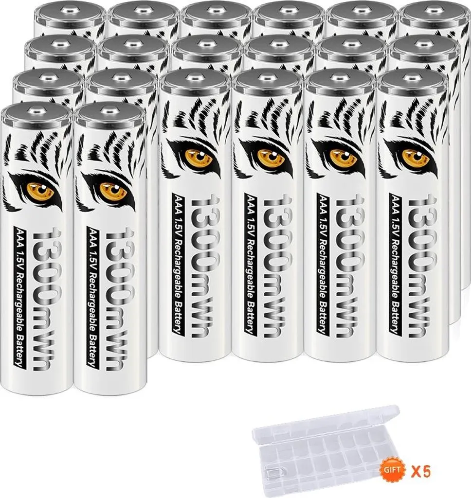 Piles Rechargeables AAA pour Jouets et Maison - 20pcs de 1300mWh