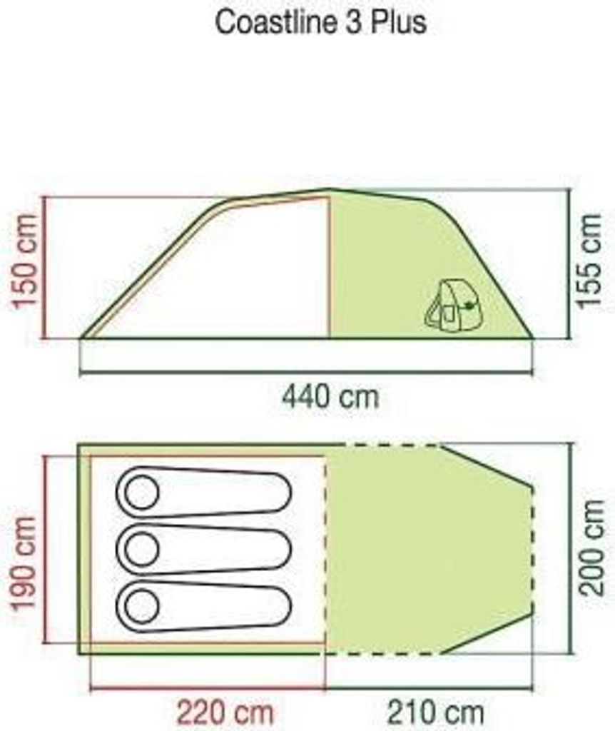 Coleman Coastline 3 Plus grün 3-Personen-Campingzelt Produktbild 3