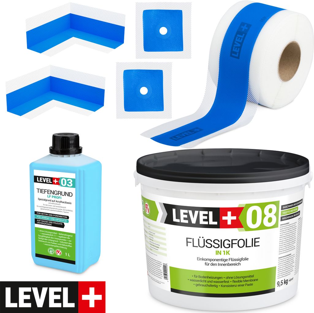 Dicht Set Badabdichtung Flüssigfolie 9,5kg Dusche Bandset Dichtband TOP SET323