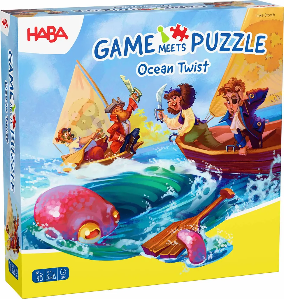 Haba Game Meets Puzzle Ocean Twist - Puzzle en Bois et Jeu d'Éveil 2-en-1