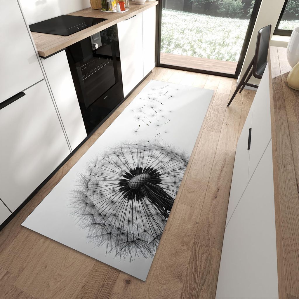 Küchenteppich 90x240cm rutschfest & abwischbar PVC Läufer - Pusteblume im Wind