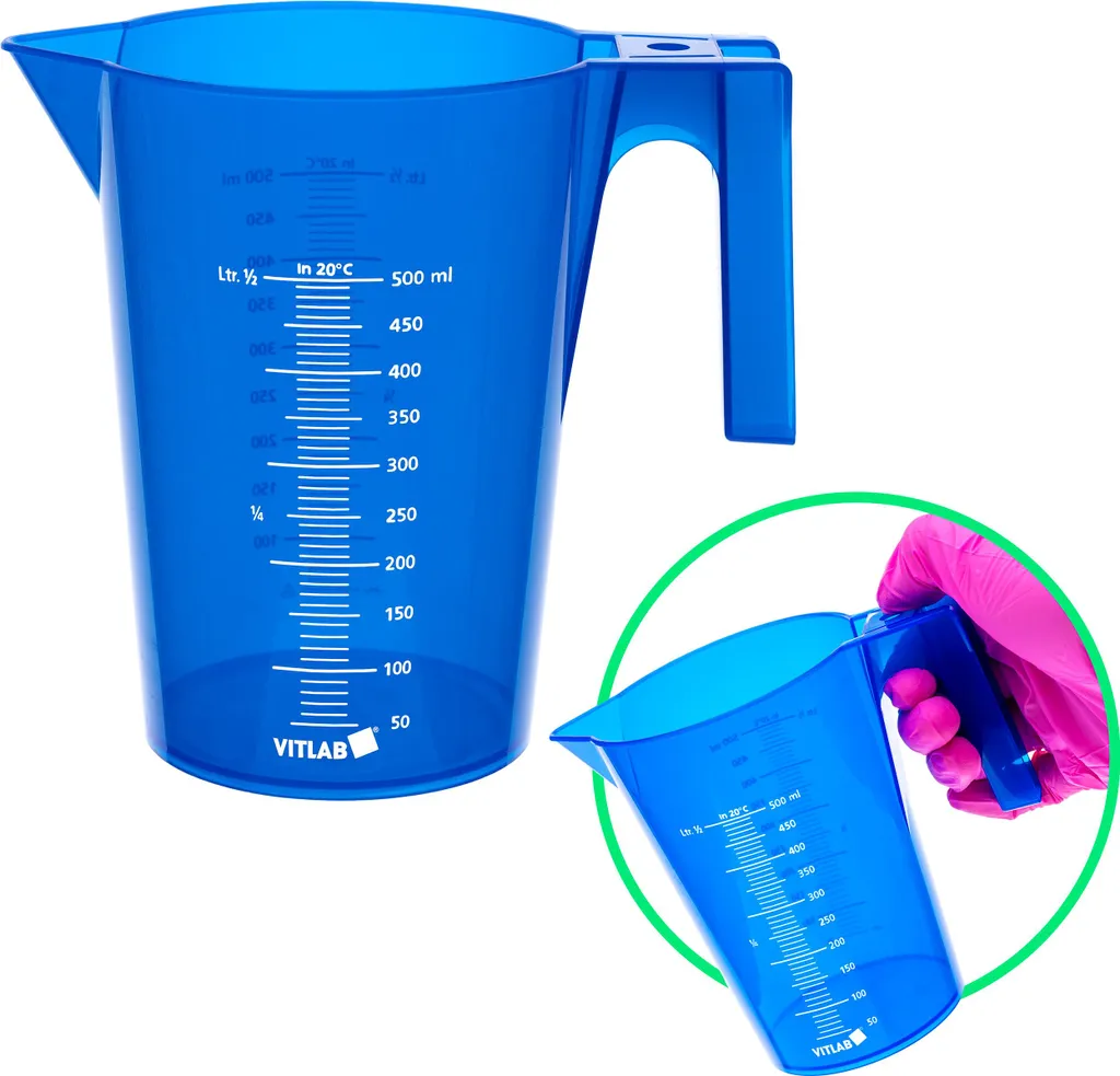 Misurino in plastica 500 ml PP scala laccata blu con manico