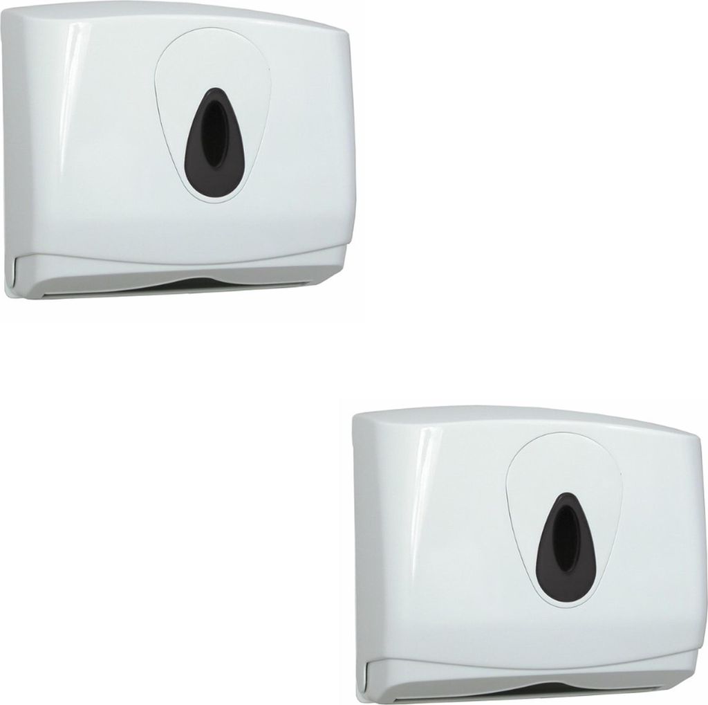 2 PlastiQline Papierhandtuchspender MINI - Kunststoff - weiß - Handtuchspender