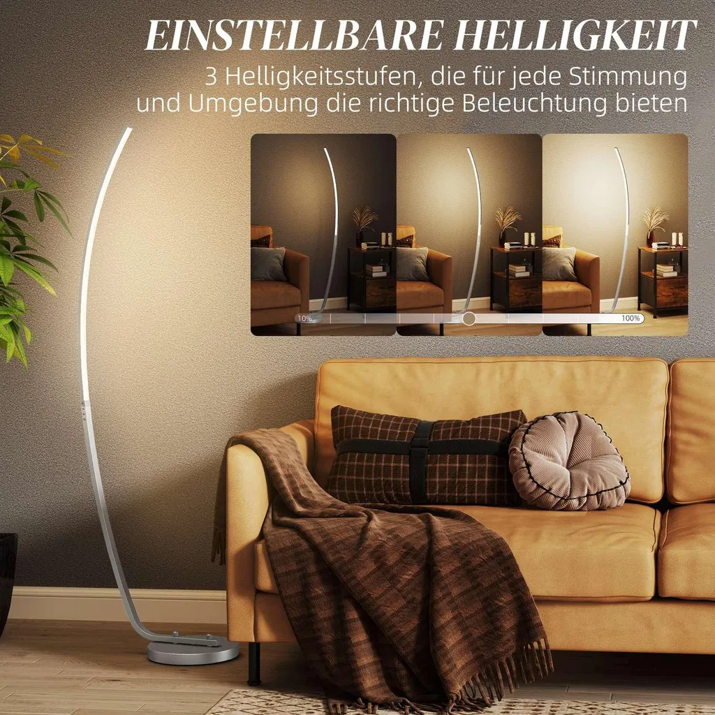 Lampadaire LED Variable Argenté avec Interrupteur à Pied Ergonomique