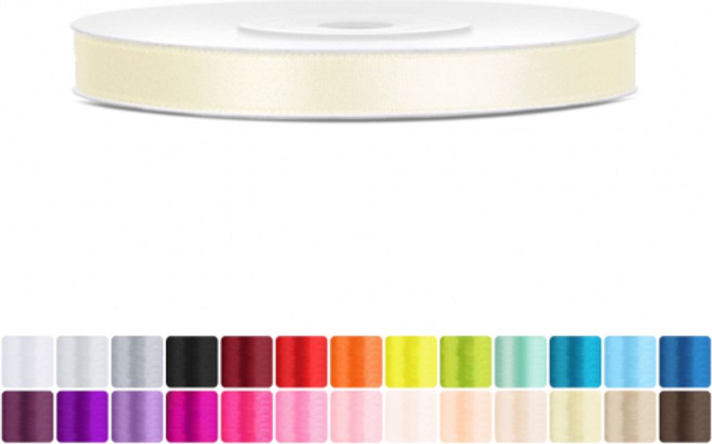 Satinband 6mm Hellbeige - 25 Meter Rolle Geschenk- & Produktbild 