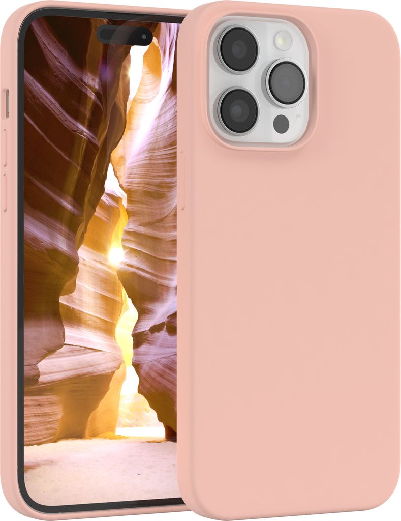 EAZY CASE Silikonhülle für Apple iPhone 14 Pro Max Silikon Backcover Schutz in Rosa