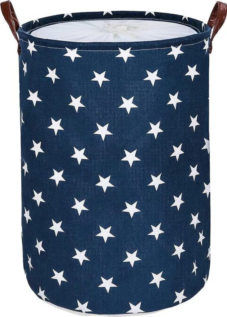 Panier à linge XL en coton pliable 61 cm avec imprimé étoiles bleues - 3