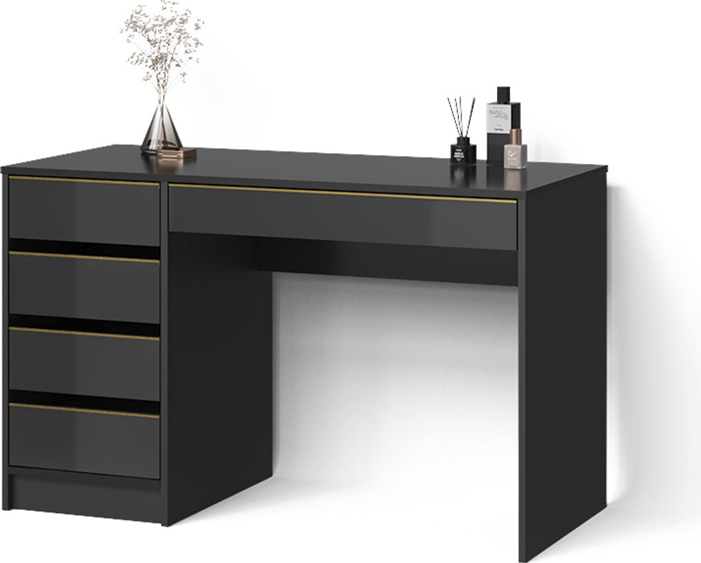 Schminktisch Livinity Imola Schwarz/Gold ohne Spiegel, Produktbild 