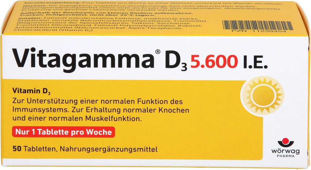 Vitagamma D3 5,600 I.E.Vitamin D3 NEM, 50 St TAB