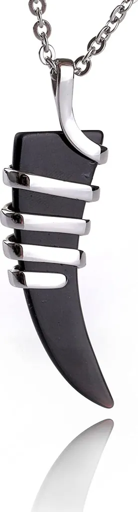 Ciondolo Karisma in Acciaio e Onice Nero con Catena 55cm - Elegante Unisex