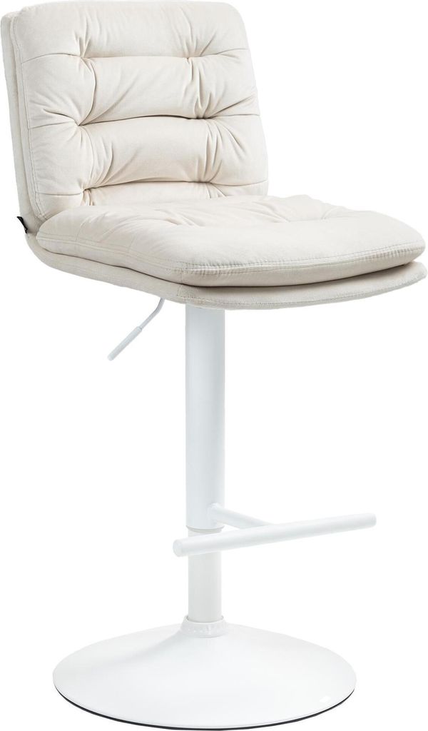 DELUKE Barhocker TURIN - Creme, Samt, Weiß | Barhocker mit Lehne Barstuhl Tresenhocker Tresenstuhl Kneipenhocker Kneipenstuhl