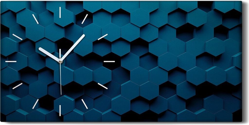 Küchenuhr Bürouhr Leinwand Uhr Geräuschlos 60x30 Abstrakte Kunst Sechseck Muster - weiße Hände