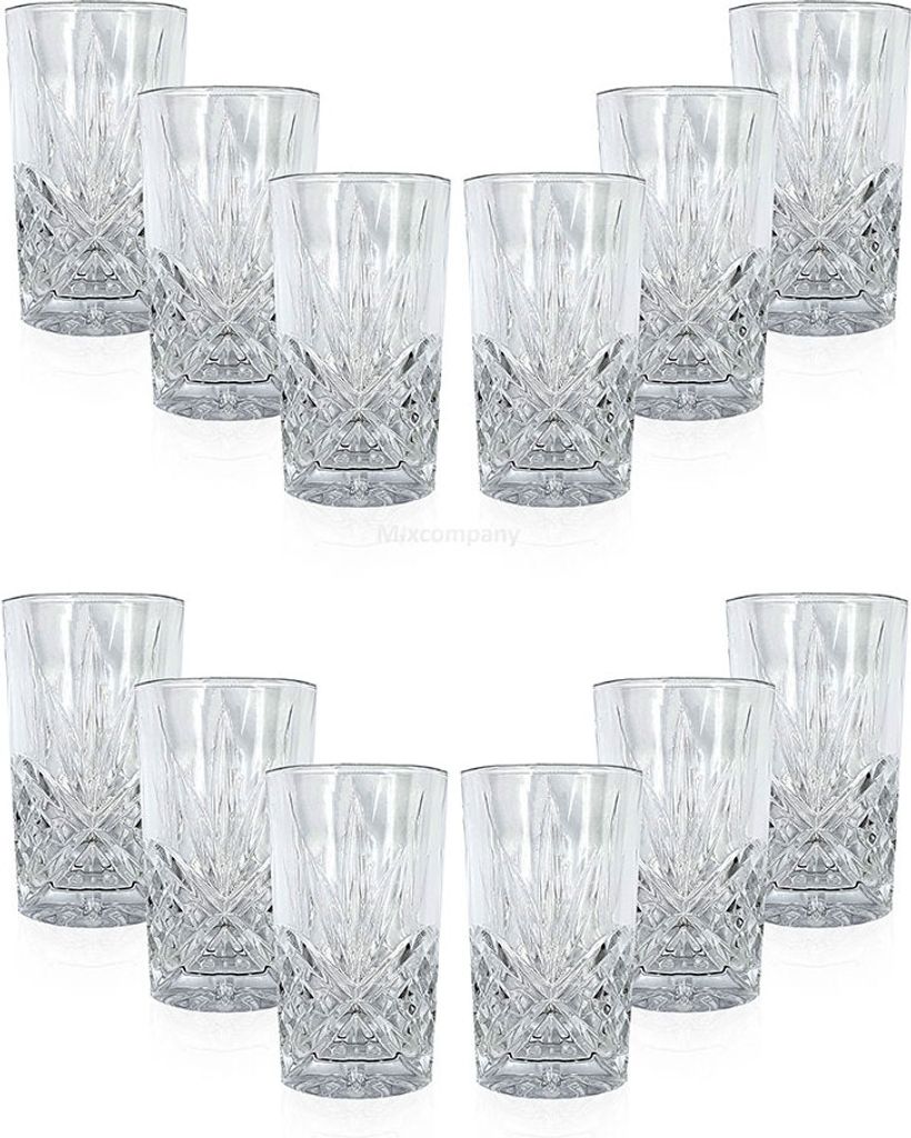 Longdrinkglas Set 12er – Kristall Design Trinkgläser – Hochwertige Longdrink Gläser für Cocktails, Wasser & Softdrinks – Robustes Markenglas