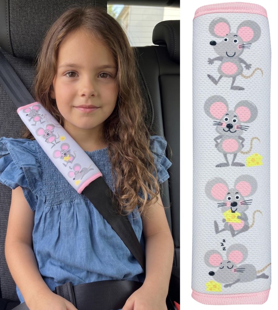 1x HECKBO Kinder Auto Gurtpolster Gurtschutz mit Maus Motiv Produktbild 