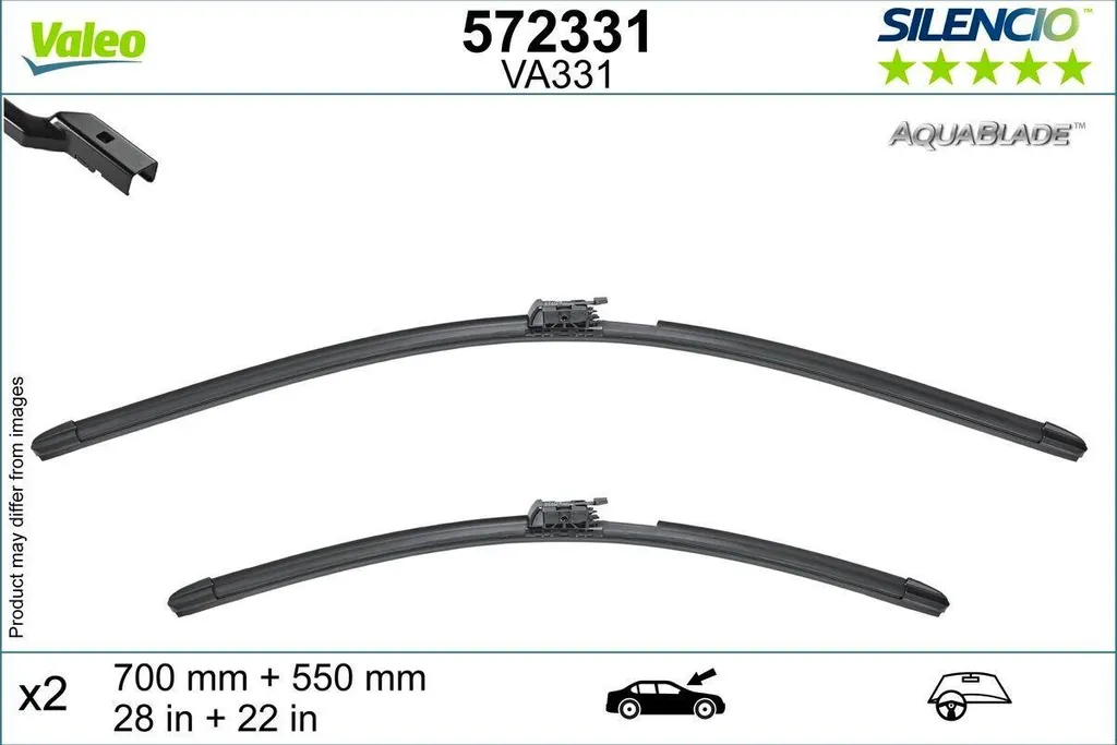 Fini les Traces sur le Pare-brise avec les Essuie-glaces Valeo 572331 Avant