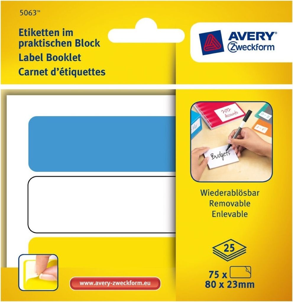 Etiketten im Block 80x23mm Bunt Wiederablösbar 75x Stück