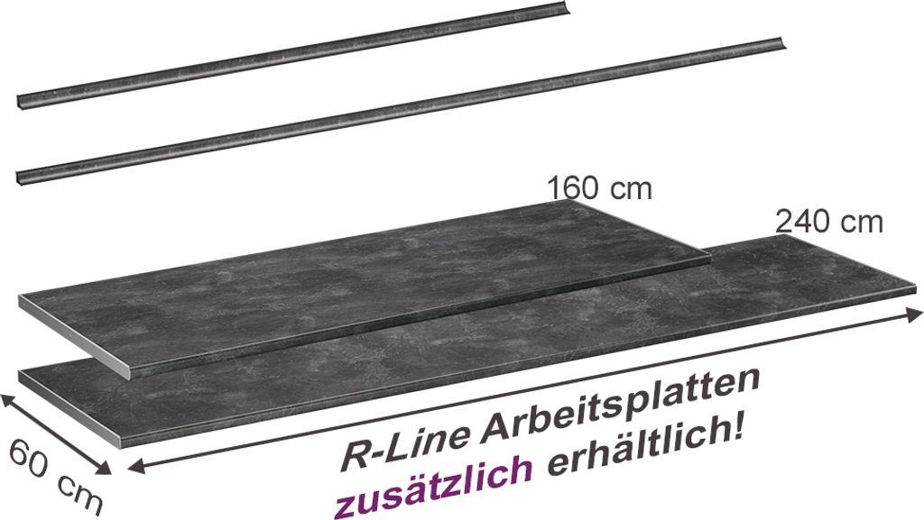 Edelstahl Abdeckplatte 100cm - Für Küchenarbeitsplatte 64cm Tiefe