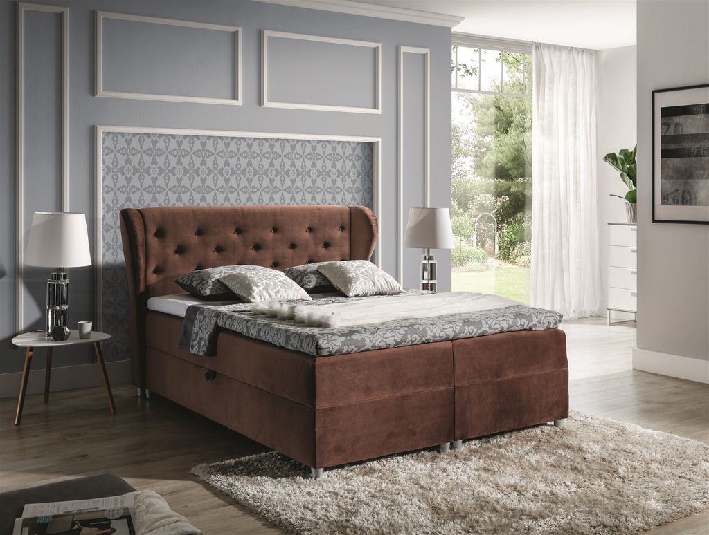 Boxspringbett Schlafzimmerbett ARIANNA 200x200cm Stoff Moca
