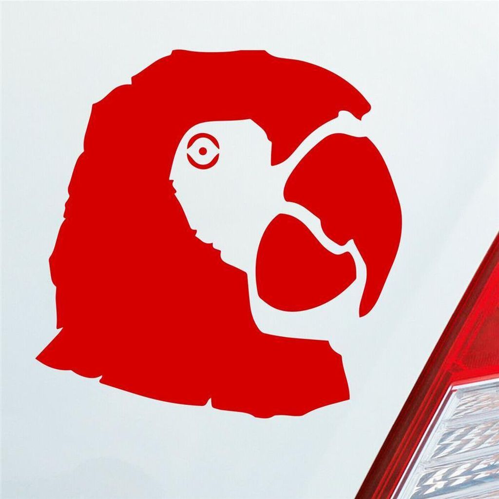 Auto Aufkleber Papagei Ara Vogel Bird Tier Tuning 10x10 cm Rot Sticker Heckscheibenaufkleber