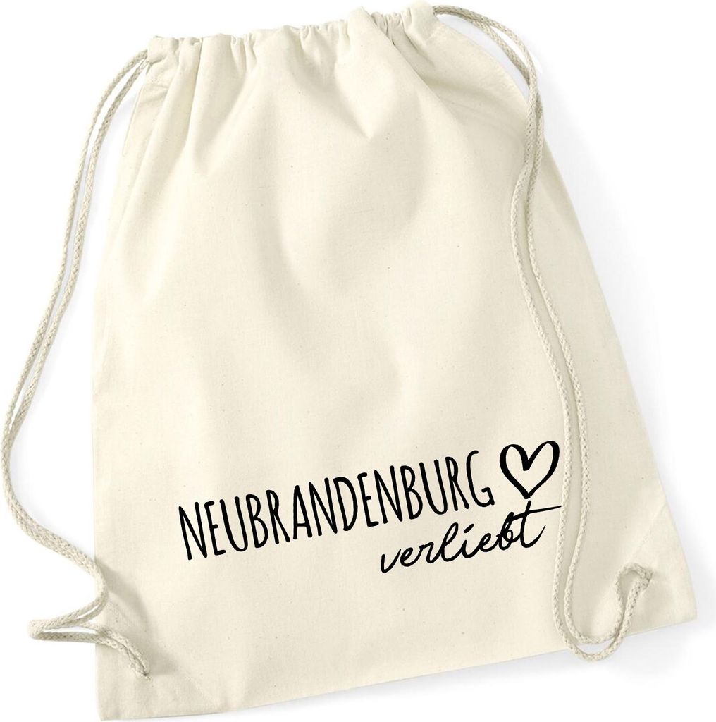 Huuraa Turnbeutel Neubrandenburg verliebt 12 Liter Natural Baumwolle Rucksack Geschenkidee
