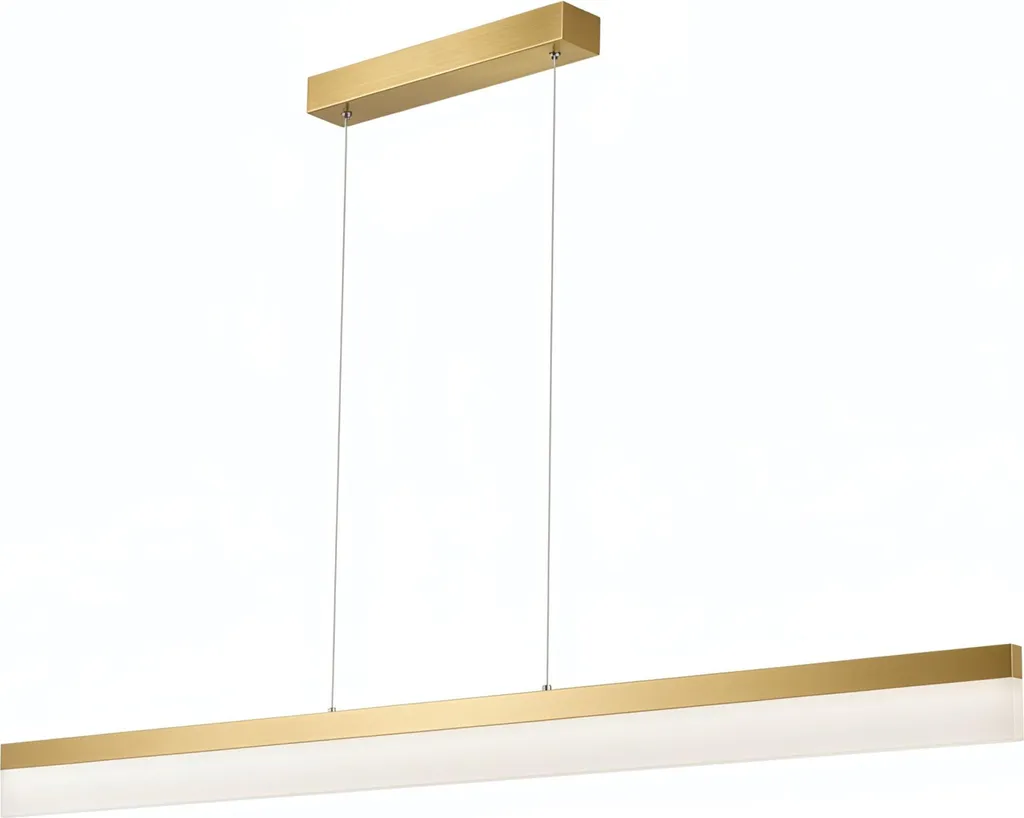 Lustre Suspension Moderne 120cm Or Brossé pour Salon et Salle à Manger