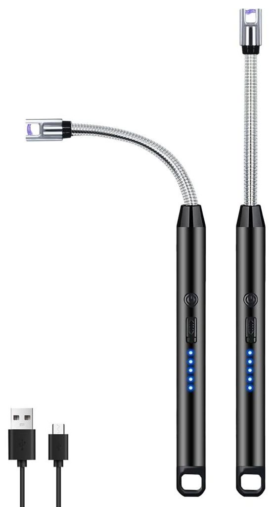 2er Set Elektrisches Stabfeuerzeug USB C mit flexiblem Hals Produktbild 