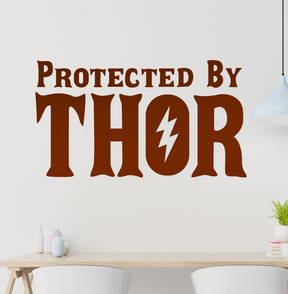 Kiwistar Protected by Thor Wandtattoo in 6 Größen - Wandaufkleber Wall Sticker - Dekoration, Küche, Wohnzimmer, Schlafzimmer, Badezimmer