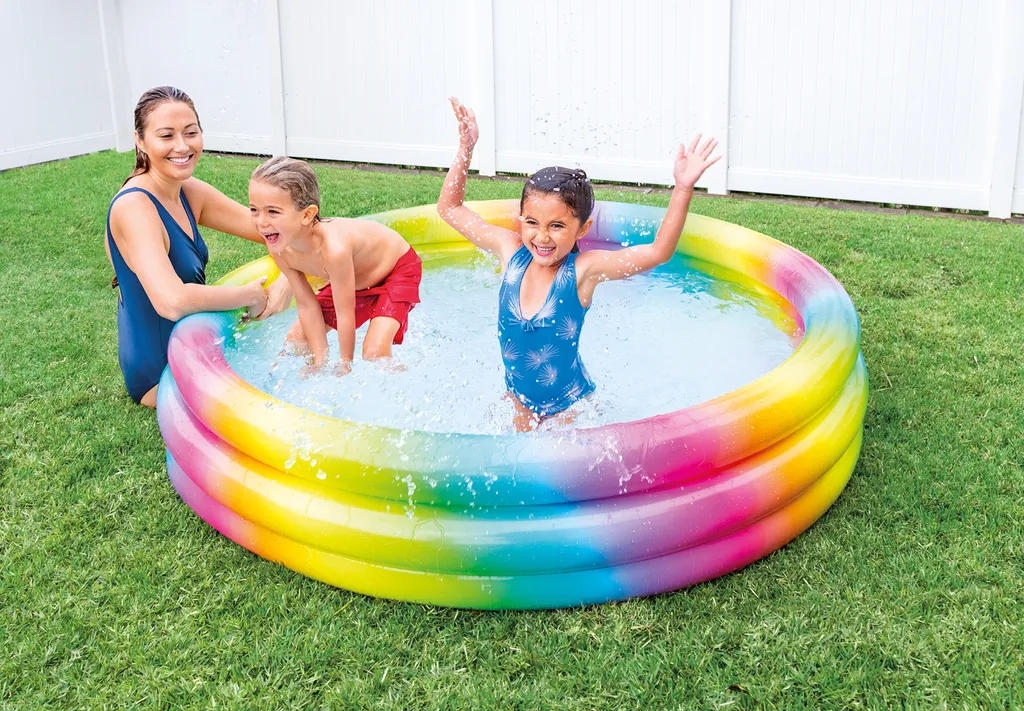 Pataugeoire 3 anneaux robuste Intex Rainbow Ombre multicolore - 5