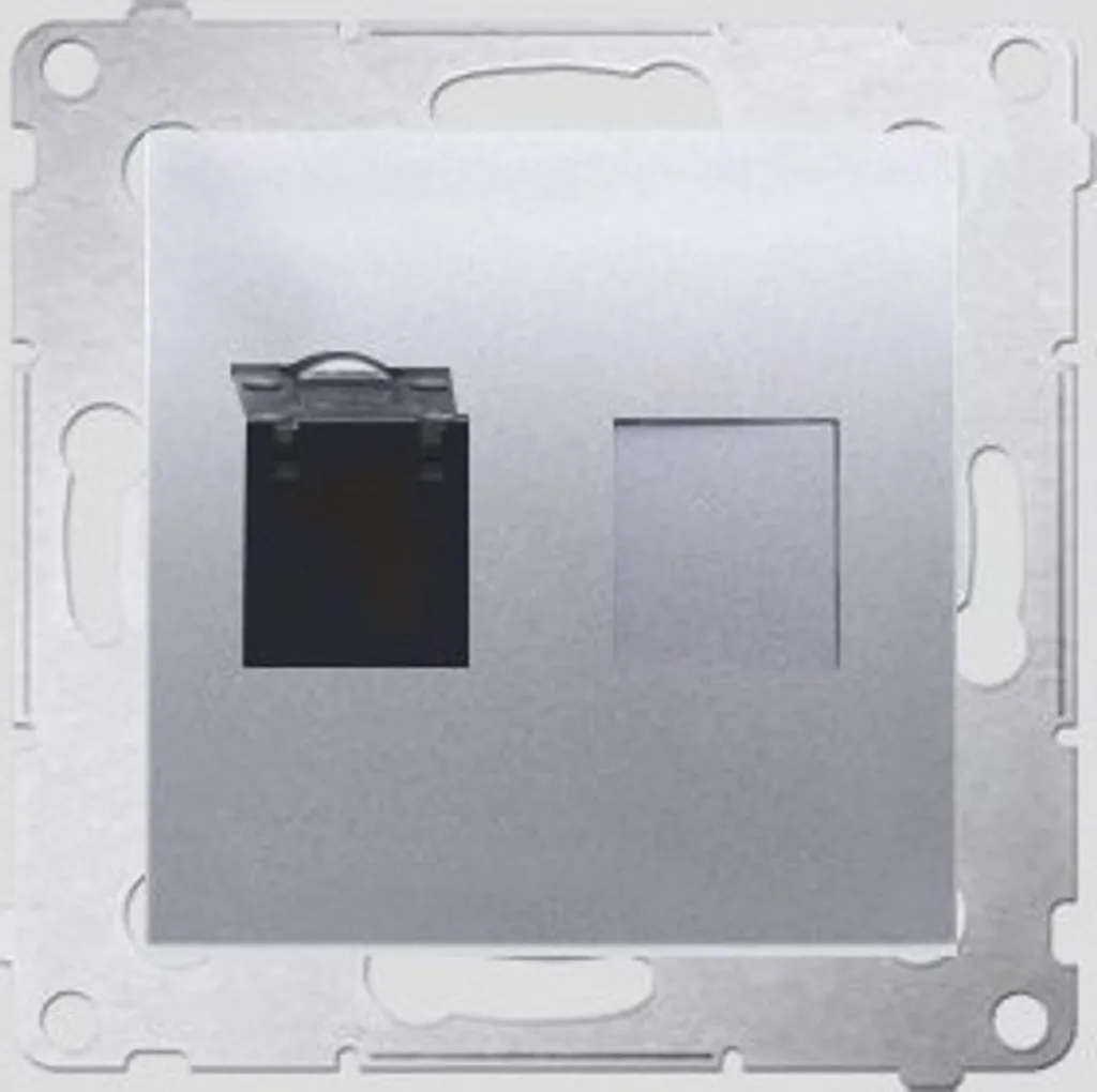 Prise RJ45 Cat.6 Contact-Simon SIMON54 avec Cache Argent D61.01/43