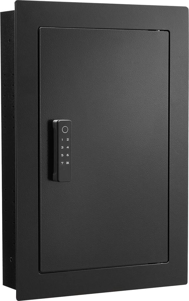 Wandsafe, 3-stufiger versteckter Wandsafe mit Fingerabdruck, Passwort, Schlüssel und Drehknopf, Q235 kaltgewalzter Stahl-Einbauschrank mit verstel...