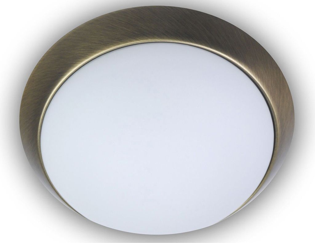 LED Deckenleuchte rund Opalglas matt Zierring Altmessing Ø40cm LED Küchenleuchte