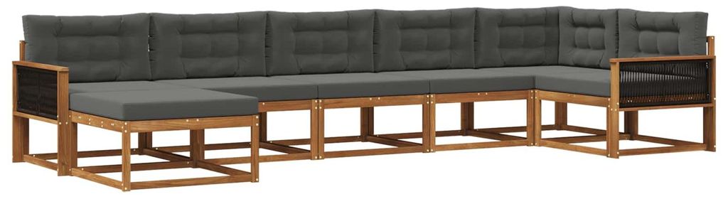 vidaXL Outdoor-Sofagarnitur mit Kissen 7 pcs Natur und Anthrazit