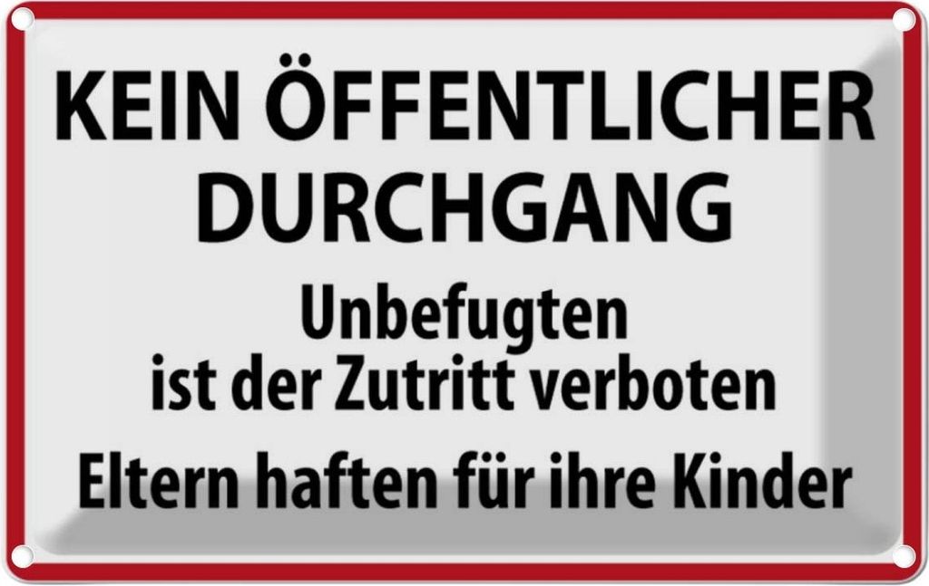 vianmo Blechschild 12x18 cm Kein Öffentlicher Durchgang Warnschild Hinweisschild Sicherheit Vorsicht
