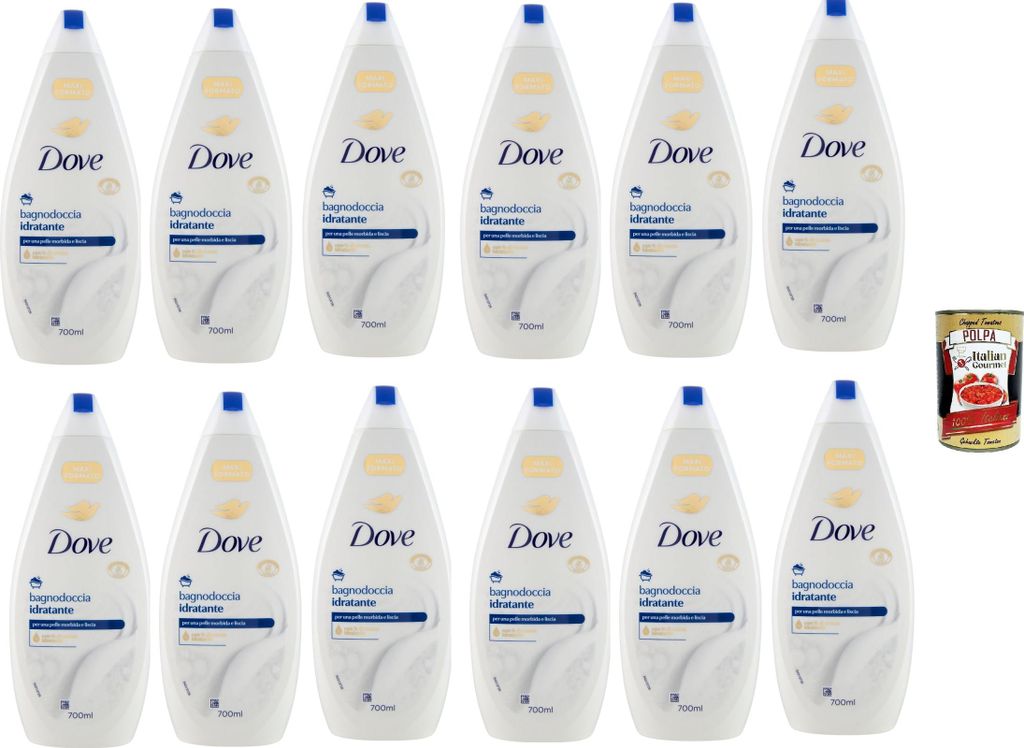 Dove bagnodoccia idratante, Schaumbäder Bades bath shower foam, Weichheit und Pflege 12x 700 ml + Italian Gourmet polpa 400g