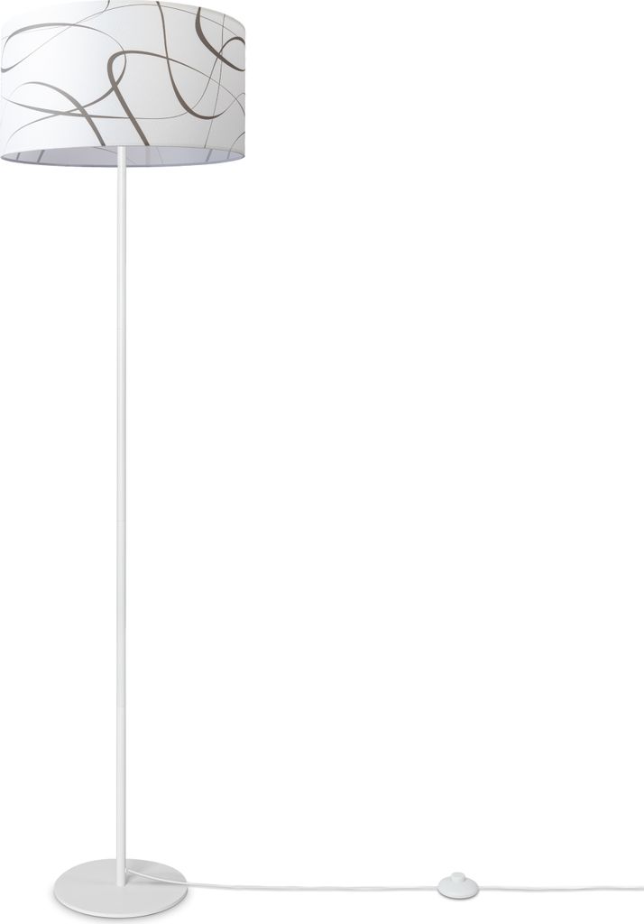 Stehlampe Wohnzimmer Lampenschirm Stoff Stehleuchte Leselampe Abstrakt Vintage