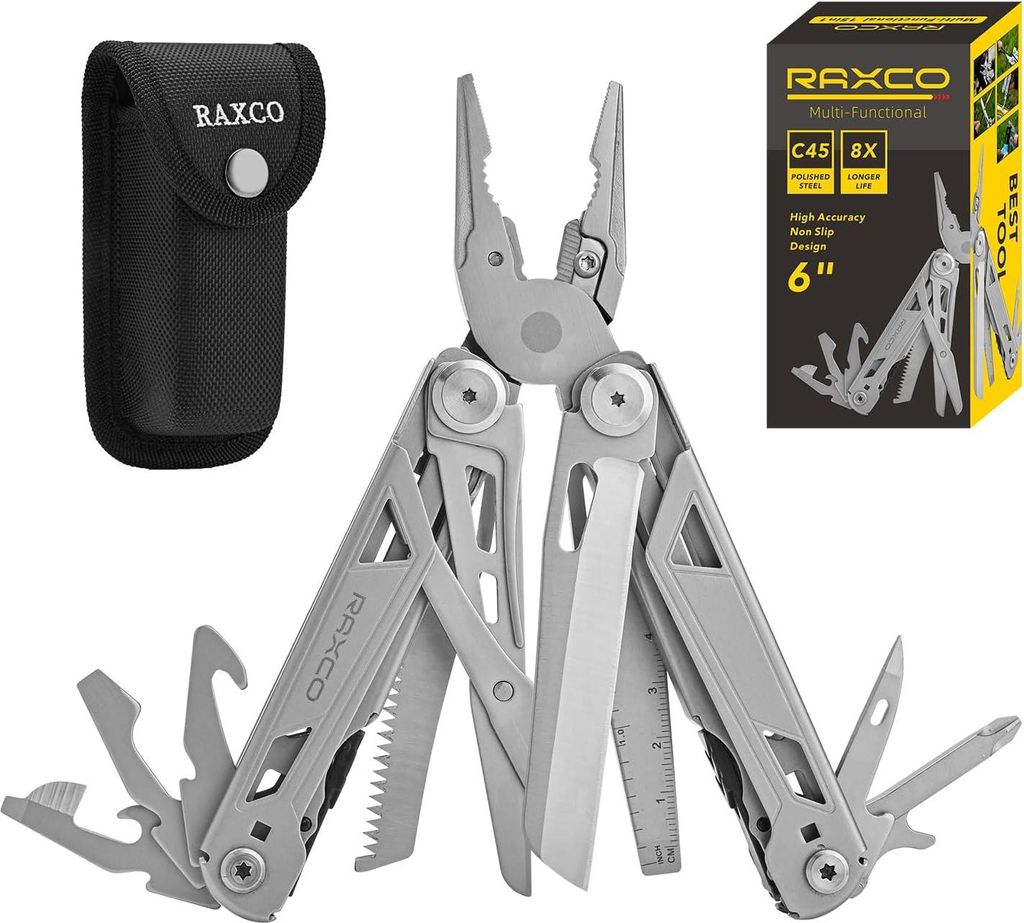 Multitool für Männer - 15-in-1 mit Nylon Tasche | Faltbare multifunktionale Zange aus rostfreiem Stahl mit Schere, Flaschenöffner und Schraubend...