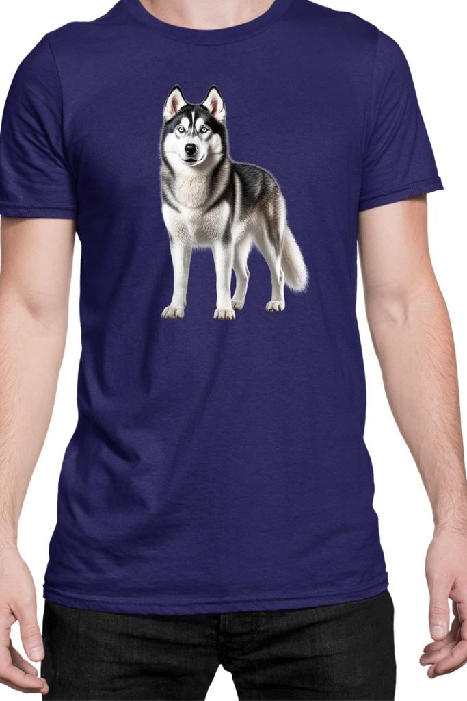 Herren T-Shirt Dogs Breeds Siberian Husky Dog Breed 005, Man L / Dunkelblau