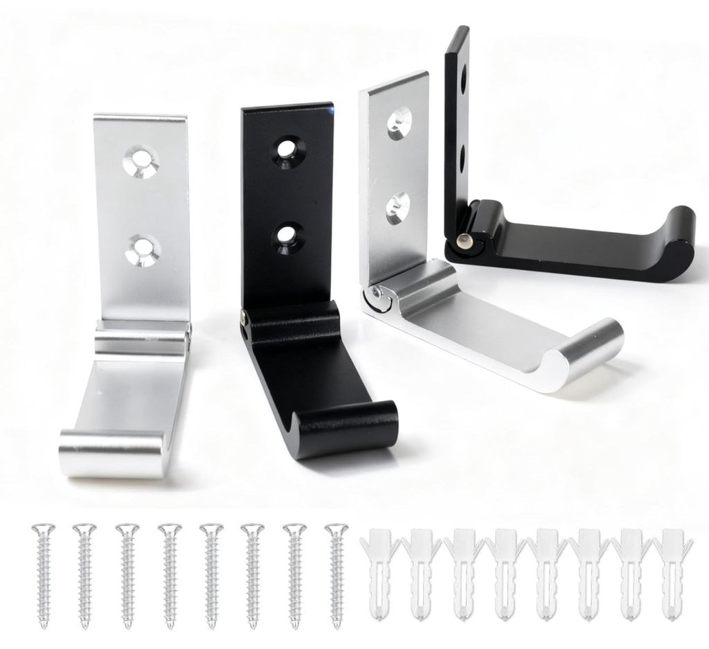 Set mit 4 faltbaren Wandhaken aus Aluminiumlegierung für Handtücher, Jacken, Schlüssel und Taschen. Platzsparend und robust, ideal für Küche, ...