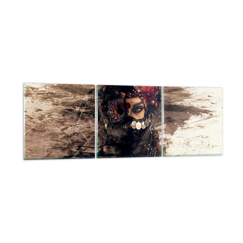 Bilder auf glas - Frau Folklore - 90x30cm - Glasbilder - Wandbilder - Bilder - Kunstdruck - zum Aufhängen bereit - Wanddekoration aus Glas - Glas ...