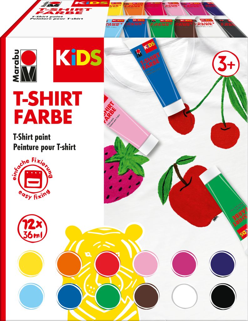 Marabu KiDS T-Shirt Farbe Tube 36 ml 12er Set Produktbild 