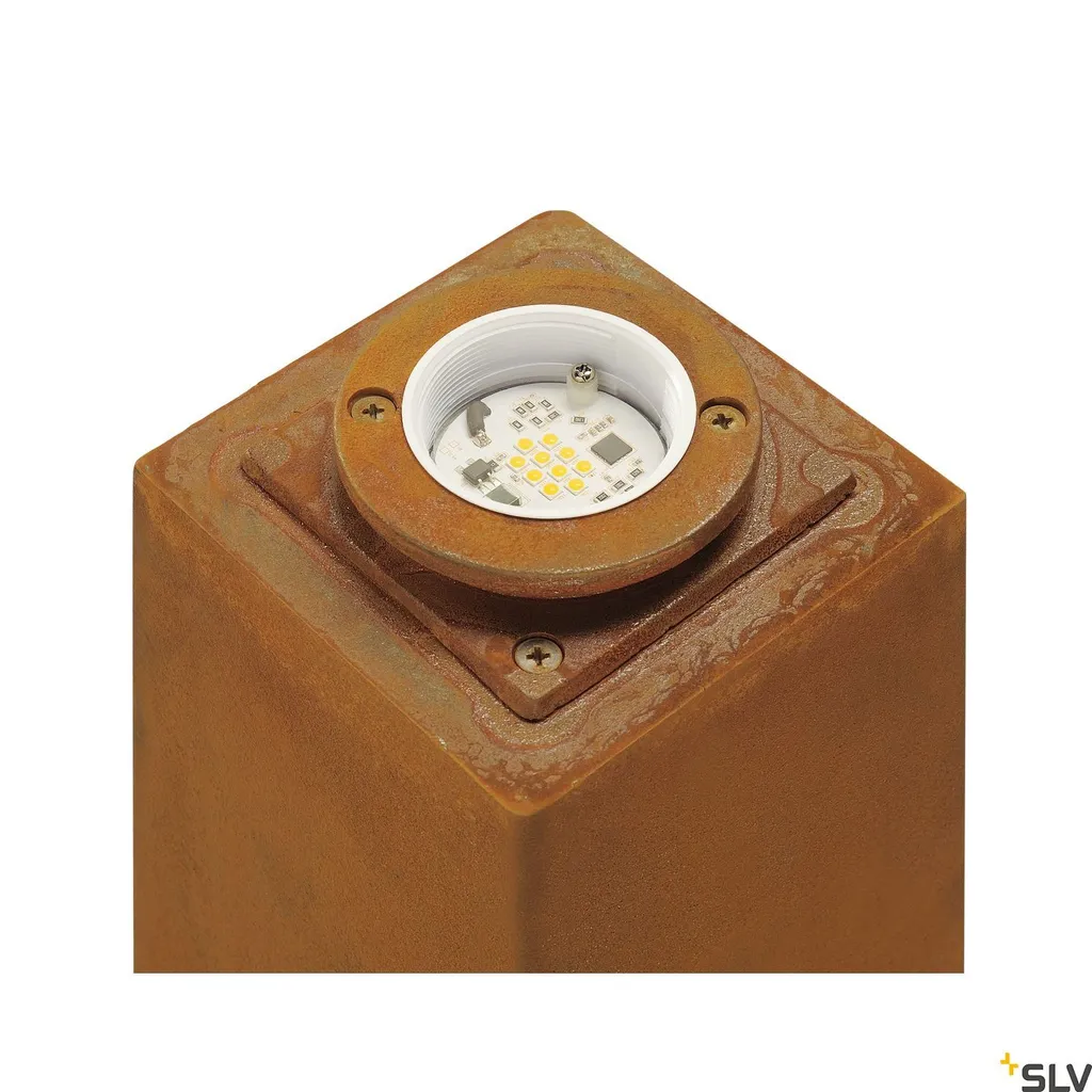 Borne LED extérieure Rusty Square 40 aspect rouille pour jardin IP55
