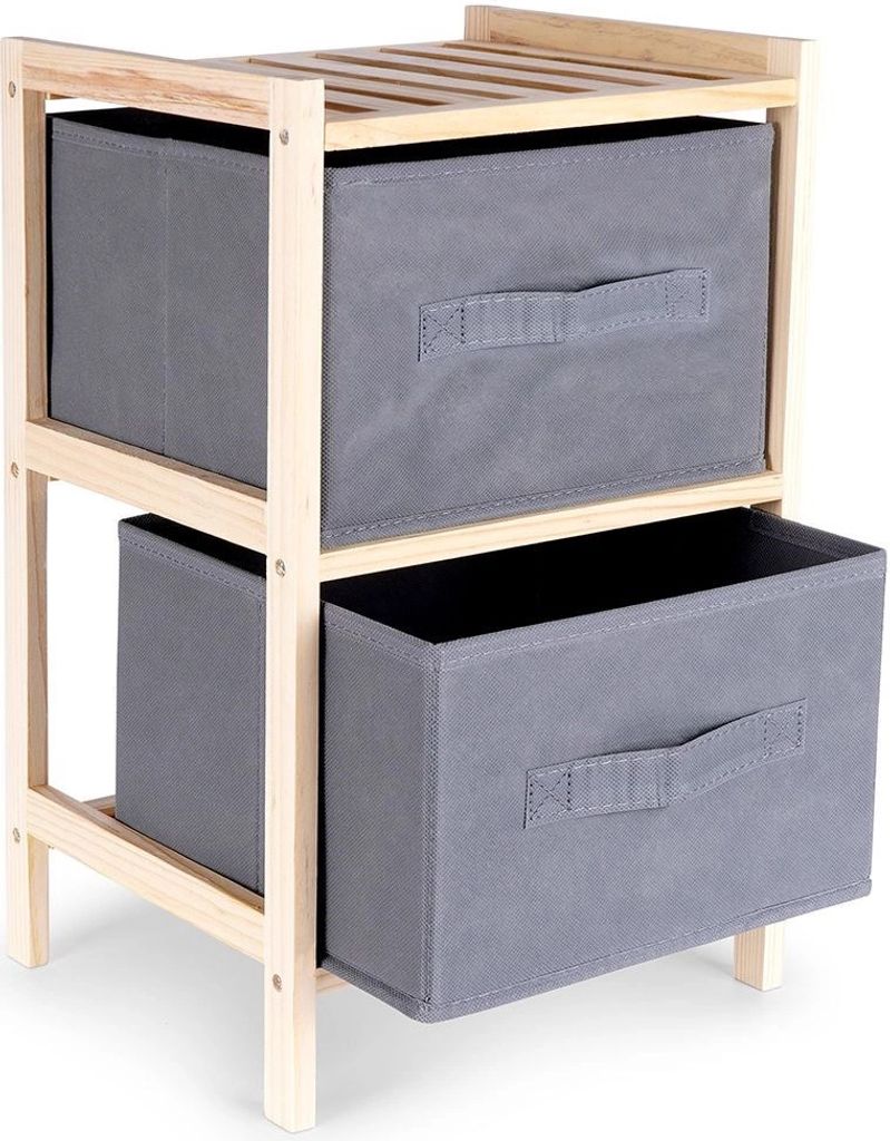 Grauer Holzschrank mit zwei Schubladen 46 cm Produktbild 