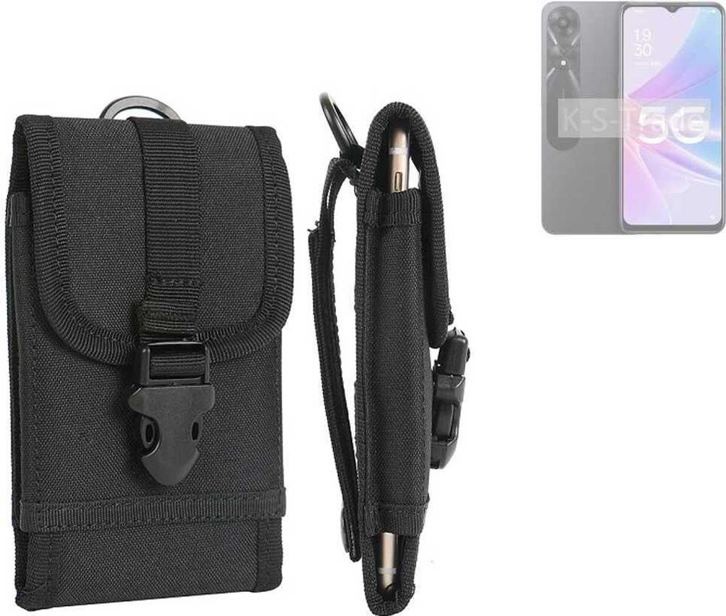 K-S-Trade Holster Handy Hülle kompatibel mit Oppo A1 Energy Edition 5G Holster Handytasche Gürtel Tasche Schutz Hülle Robust Outdoor schwarz
